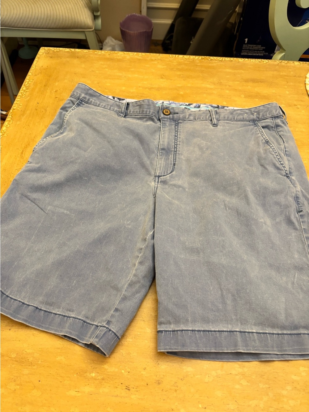 Tommy Bahama Light Blue Flat Front Cotton Shorts